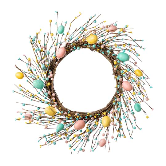 Glitzhome&#xAE; 22&#x22; Pastel Easter Egg Wreath